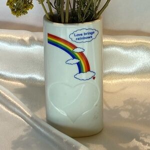 Papel Japan Vintage Rainbow Vase – Love Brings Rainbows – 1980s Ceramic Decor